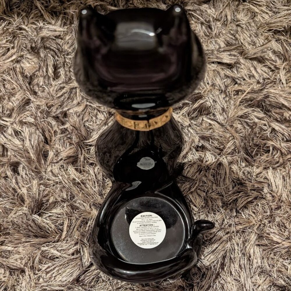 Bath & Body Works Halloween Black Cat Green Eyes Single Wick Candle Holder NEW - Picture 5 of 6